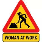 Kvinne på arbeid veiskilt