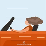 Wanita mengendarai mobil