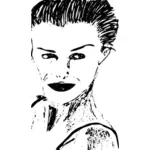 Kadın yan profil kalem sanat vektör küçük resim