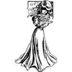 Vector graphics of posh young lady in a long dress