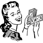 Kobieta trzyma pieniądze grafiki wektorowej