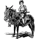 Femeie pe un cal cu un pistol