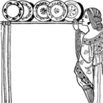 Kobieta z ozdobne talerze wektor clipart