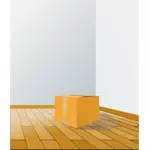 Boîte en carton sur une illustration vectorielle de plancher en bois
