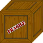 3D vector illustration of a wooden crate with fragile sticker