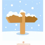 Деревянный знак, покрытый снегом