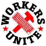 Työntekijät yhdistävät symbolivektorigrafiikan