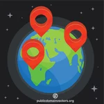 Szpilki lokalizacji światowego globu