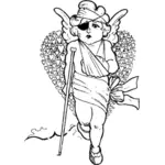 Vector clip art of a wounded cupid