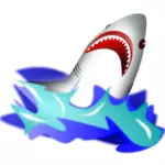 Shark dykning ur havet vektorritning