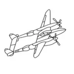 Desenho de avião de combate de P38 WW2 vetorial