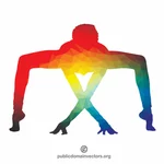 Silhouette colorée de pose de yoga