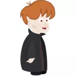 Young vampire in black cloak vector drawing
