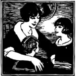 Grafis vektor wanita dengan dua anak