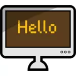 Imagem vetorial de um computador desktop com a palavra Oi na sua tela