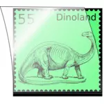 투명 한 보호와 함께 메일 발송을 위한 공룡 우표의 벡터 이미지